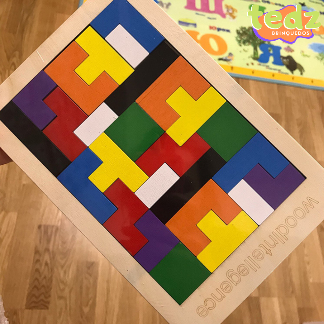 Jogo Quebra-Cabeça de Madeira Forma Geométrica 3d Montessori-Tvolyto